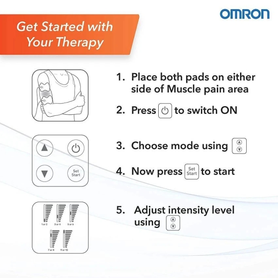 Omron HV F013 Corded Electric TENS Electronic Machine for Nerve Stimulator and Body Massage (White)