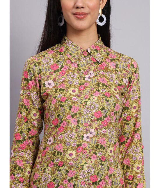 Tissu Rayon Printed Shirt Style Womens Kurti - Yellow ( Pack of 1 ) - None