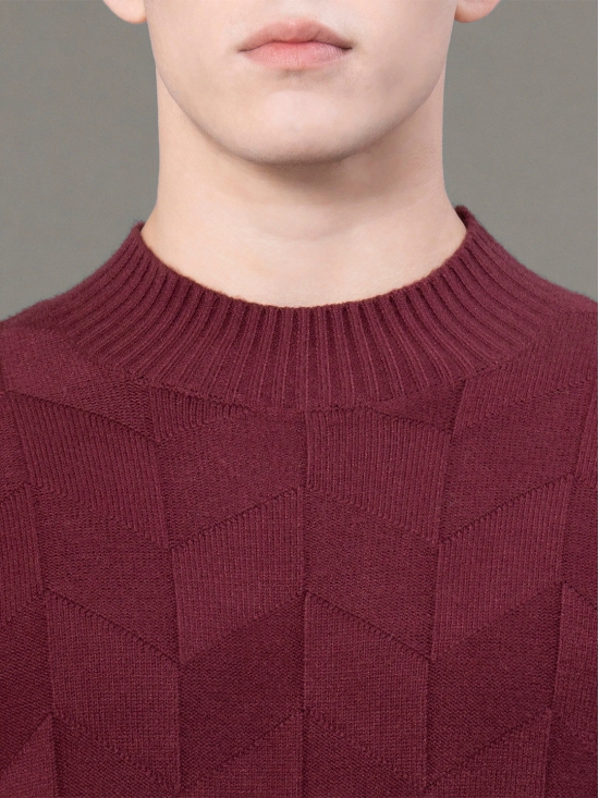 RedTape Mock Neck Pattern Sweater for Men | Ultimate Comfort