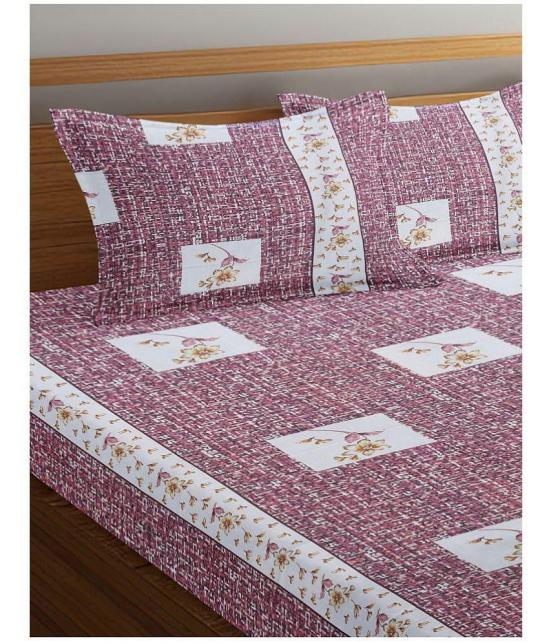 Abhikram - Maroon Cotton Single Bedsheet with 2 Pillow Covers - Maroon