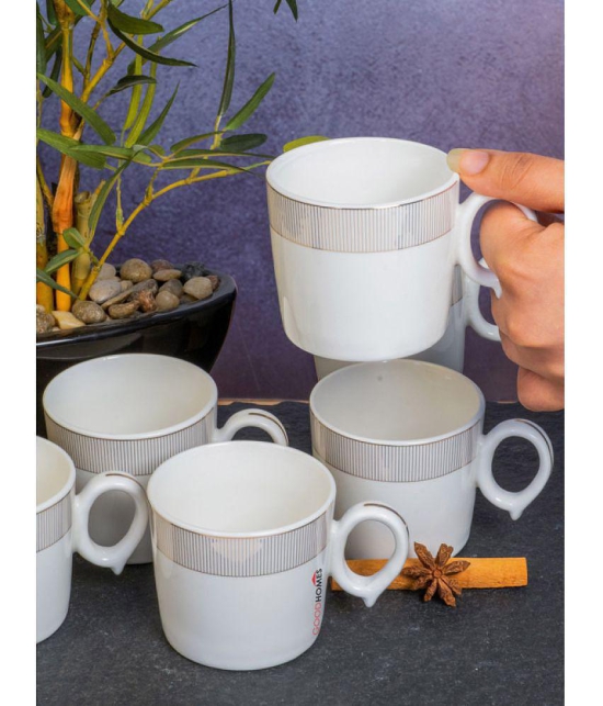 GoodHomes - Porcelain Single Walled Coffee Cup 160 ml ( Pack of 6 ) - White