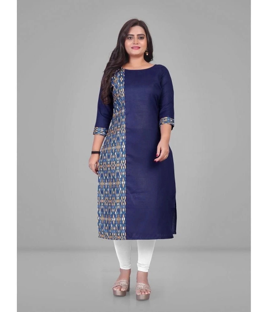 Parastri Cotton Printed Straight Womens Kurti - Blue ( Pack of 1 ) - None