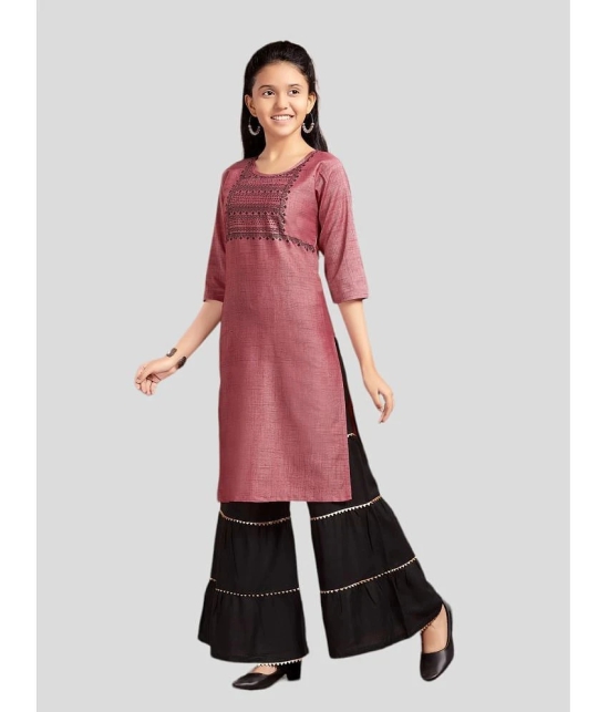 Aarika Maroon Cotton Girls Kurta and Sharara Set ( Pack of 1 ) - None