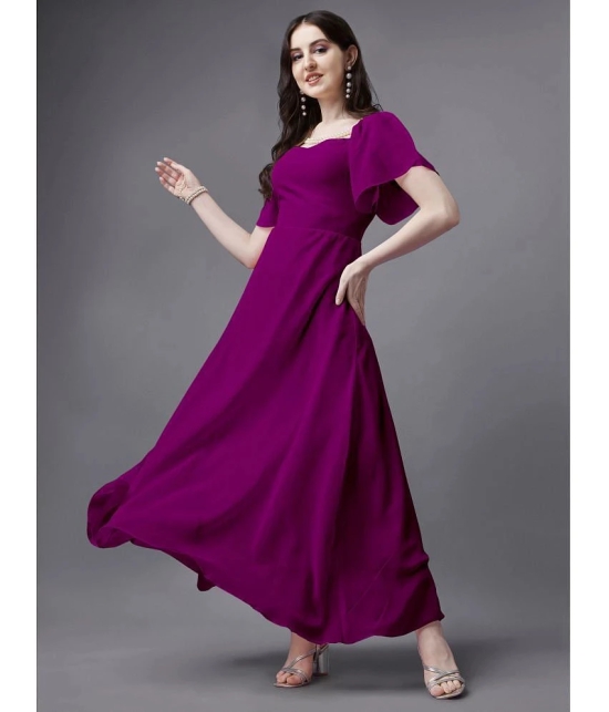 JASH CREATION - Magenta Georgette Womens Gown ( Pack of 1 ) - None