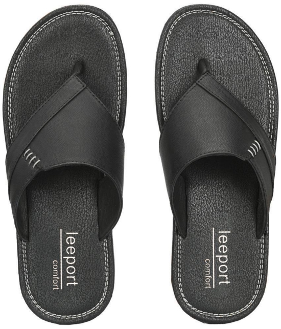 Leeport Black Mens Leather Slipper - None