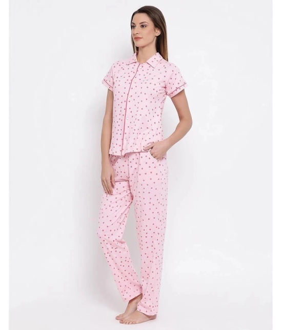 Clovia Pink Cotton Womens Nightwear Nightsuit Sets ( Pack of 1 ) - None