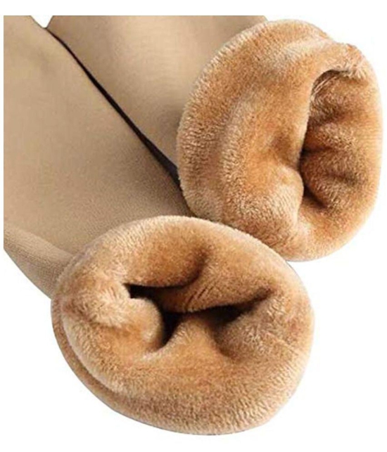 THRIFTKART - Beige Polyester Womens Thumb Socks ( Pack of 2 ) - None