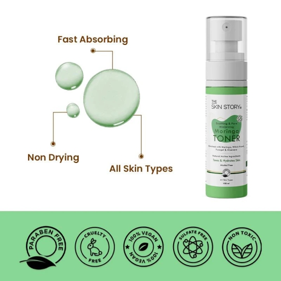 Aloe Vera, Moringa Pore Minimizing Toner Moisturizing, Oil Control For All Skin Types (100 ML)