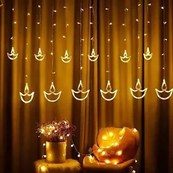 Estoreshouses Diya Curtain String Lights