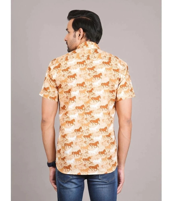 JC4U 100% Cotton Regular Fit Printed Half Sleeves Mens Casual Shirt - Orange ( Pack of 1 ) - None