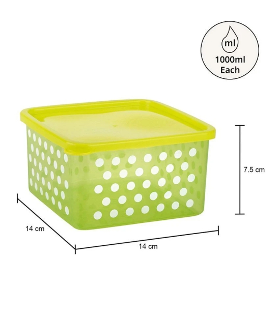 HOMETALES Plastic Multi-Purpose Food Container, 1000ml Each, Green, (3U) - Green