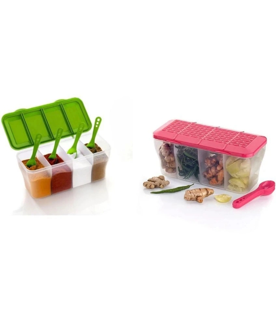 Analog Kitchenware Dal/Masala/Vegetable Plastic Multicolor Pickle Container ( Set of 2 ) - Multicolor