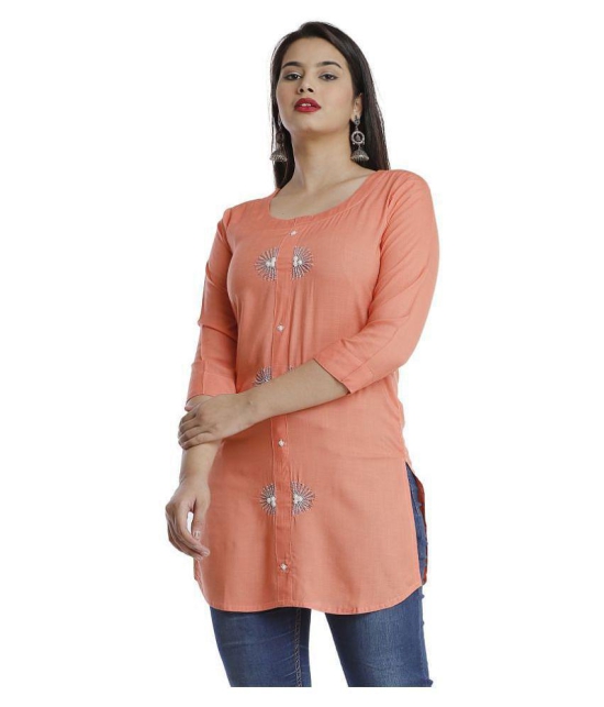 HIGHLIGHT FASHION EXPORT - Peach Viscose Womens Straight Kurti ( Pack of 1 ) - S