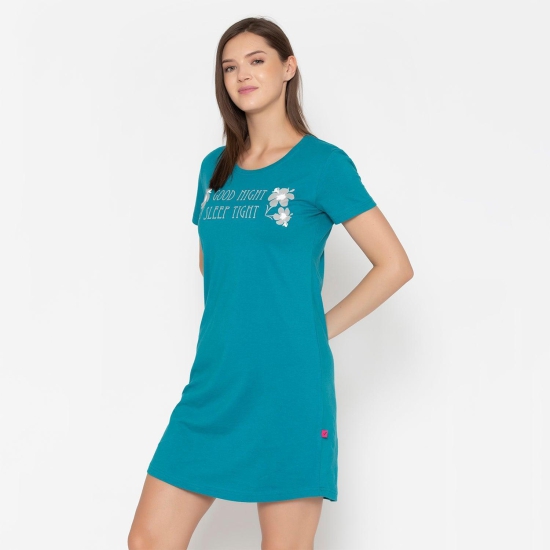 Women Cotton Sleepshirt - Harbour Blue Harbour Blue XL