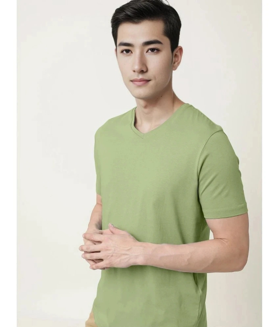 Radprix Cotton Regular Fit Solid Half Sleeves Mens T-Shirt - Green ( Pack of 1 ) - None