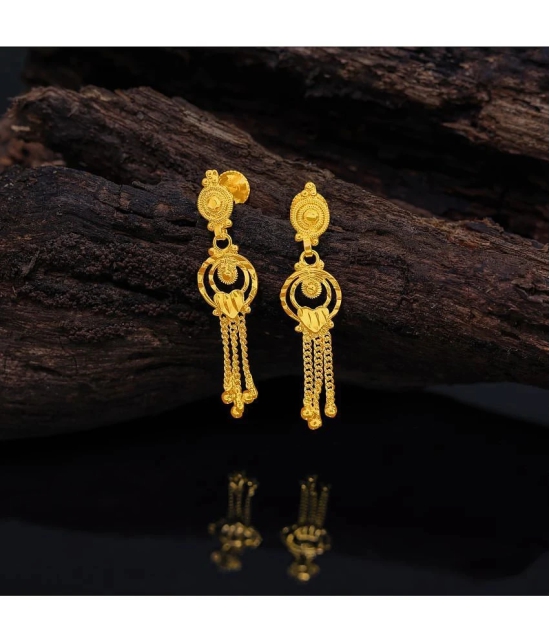 LUV FASHION Golden Drop Earrings ( Pack of 1 ) - Golden