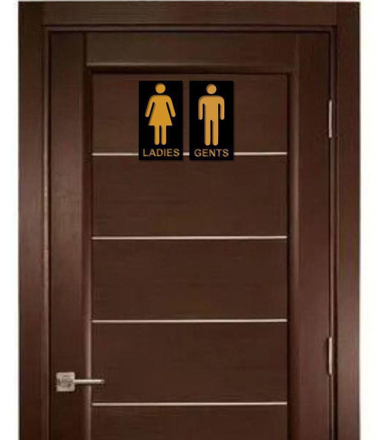 Asmi Collection Self Adhesive Acrylic Ladies & Gents Toilet Bathroom Sticker ( 14 x 8 cms )