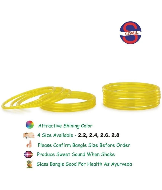 Somil - Yellow Bangle ( Pack of 12 ) - None