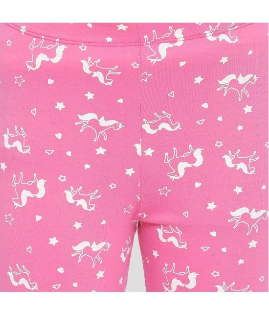 Ariel - Pink Cotton Girls Leggings ( Pack of 2 ) - None