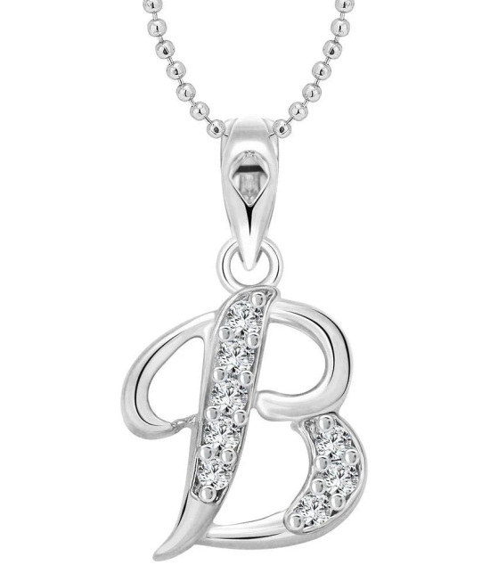 Vighnaharta B Alphabet Rhodium Plated Pendant - [VFJ1112PR]