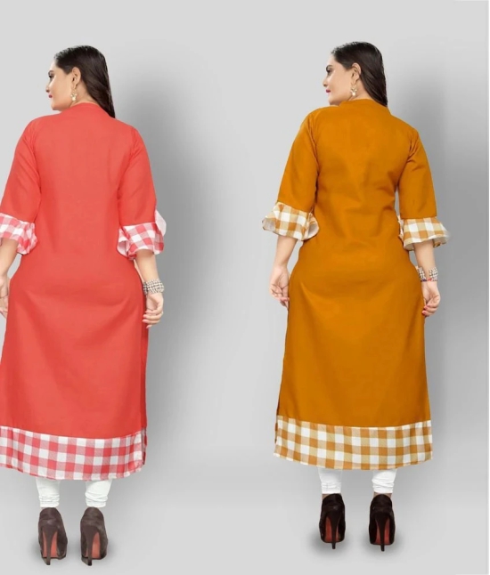 Lerkiza - Multicolor Cotton Womens Straight Kurti ( Pack of 2 ) - 4XL