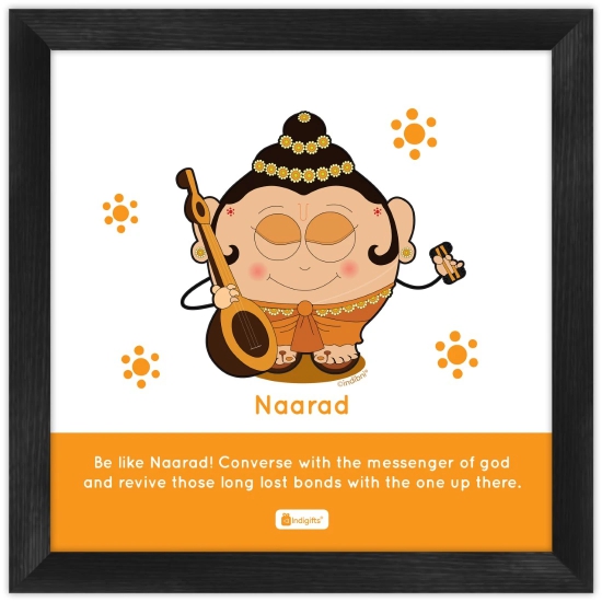 Indigifts Diwali Gifts for Family/ Office Colleagues/ Friends - Be Like Naarad Printed Yellow Poster Frame 10x10 Inches - India Souvenir Gifts, Religious Diwali Gift Items, Farewell Gift