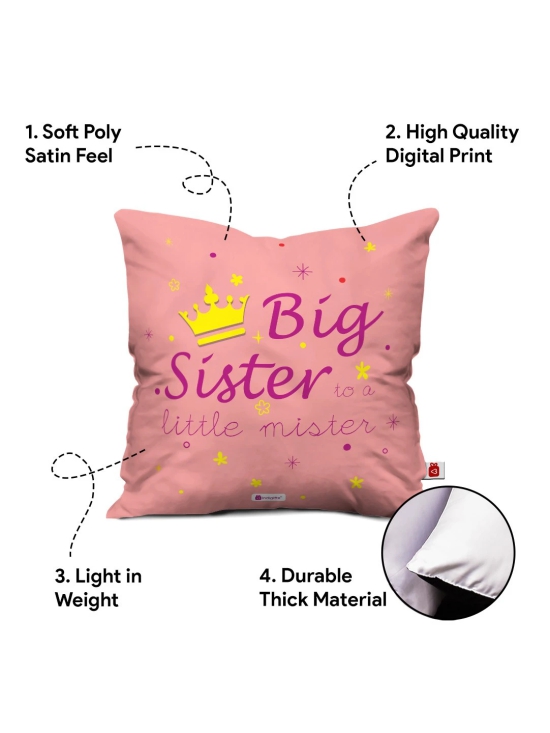 Indigifts Bhaidooj Happy Diwali Gift Brother Sister Big Sister Little Mister 12X12 Printed PolySatin| Fibre Cushion Festive Memories Diwali Christmas Birthday Anniversary Everyday Gift