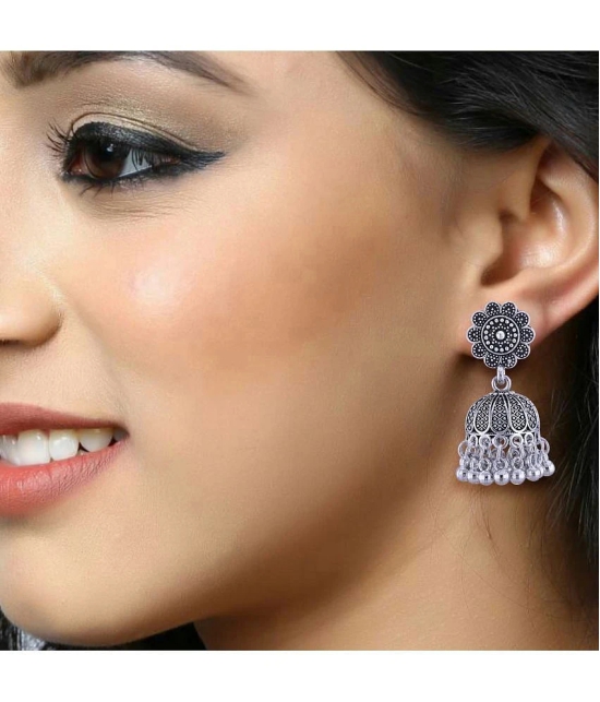 VIVASTRI Silver Jhumki Earrings ( Pack of 4 ) - Silver