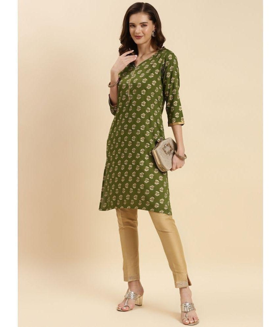 Rangita Rayon Printed Straight Womens Kurti - Green & Yellow ( Pack of 2 ) - None