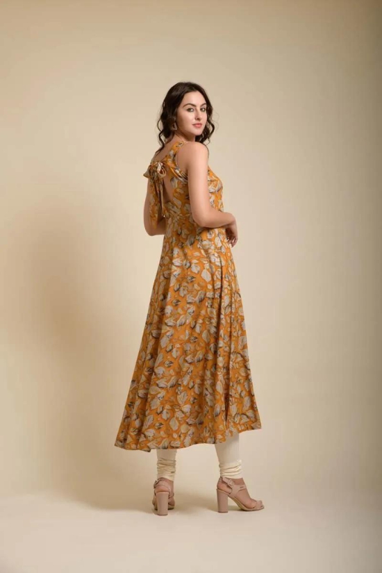 Alina mustard printed gown-XXL