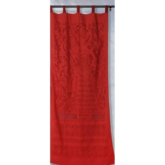 Deep Handcrafted Red Applique Curtain