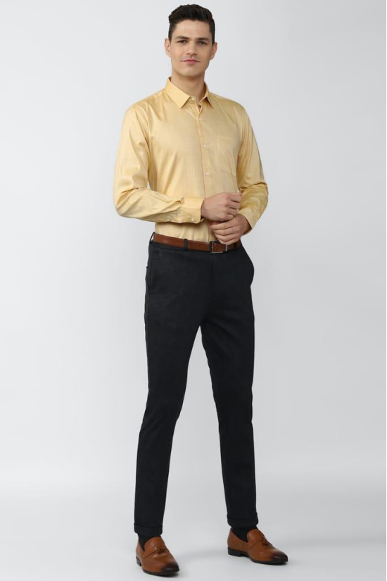 Men Yellow Regular Fit Formal Full Sleeves Formal Shirt