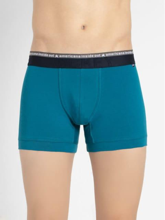 Men's Super Combed Cotton Elastane Stretch Solid Trunk with Ultrasoft Waistband - Celestial