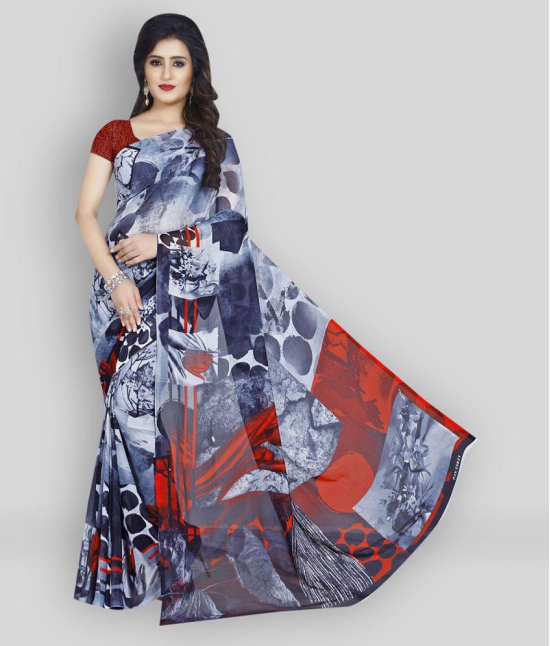 Anand - Grey Georgette Saree With Blouse Piece ( Pack of 1 ) - Grey