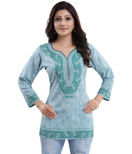 Meher Impex - Turquoise Crepe Womens Straight Kurti ( Pack of 1 ) - 3XL