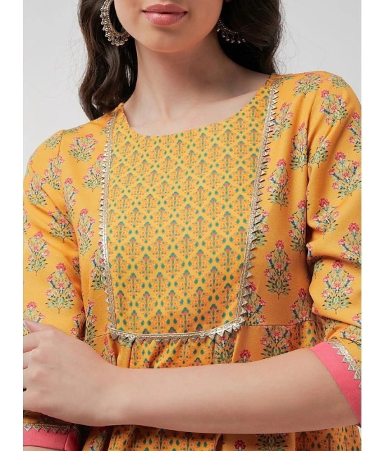 Pannkh - Yellow Polyester Womens Flared Kurti ( Pack of 1 ) - None