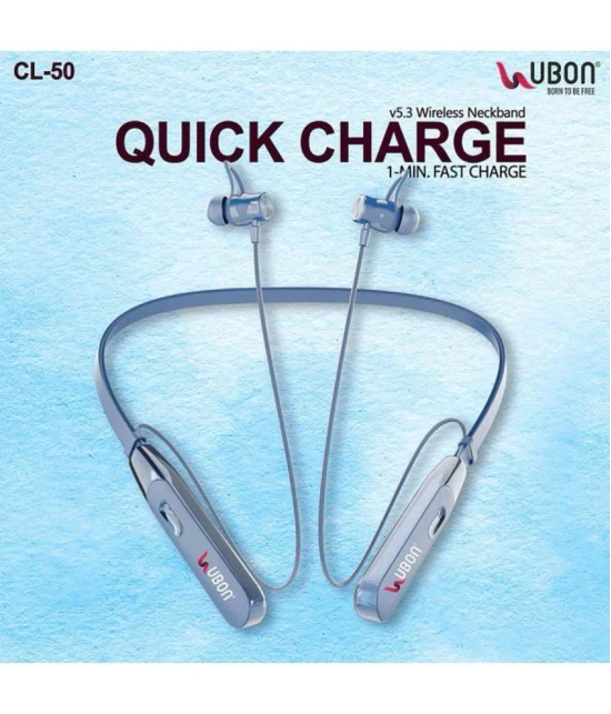 UBON CL 50 Bluetooth Bluetooth Neckband In Ear 50 Hours Playback Active Noise cancellation IPX4(Splash & Sweat Proof) Blue