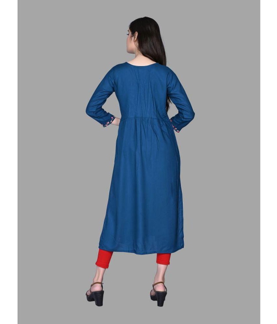 haya fashion - Blue Rayon Women's Straight Kurti ( Pack of 1 ) - None