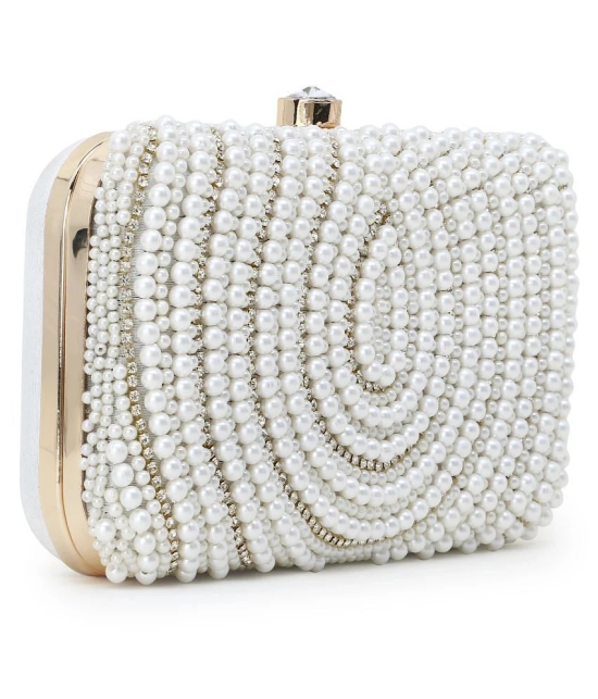 Anekaant White Silk Box Clutch - White