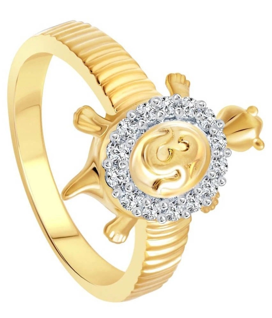 Vighnaharta Om Tortoise Gold and Rhodium Plated Ring - 12