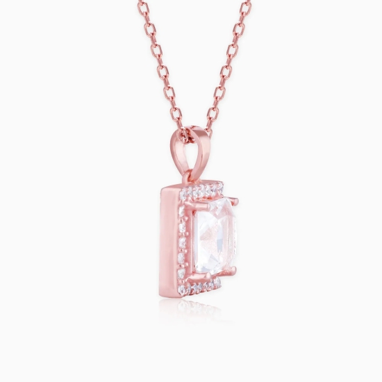 Rose Gold Snow White Pendant With Link Chain