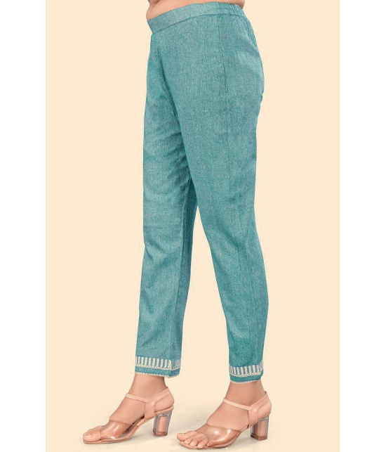 Glomee - Sea Green Cotton Straight Women's Casual Pants ( Pack of 1 ) - None