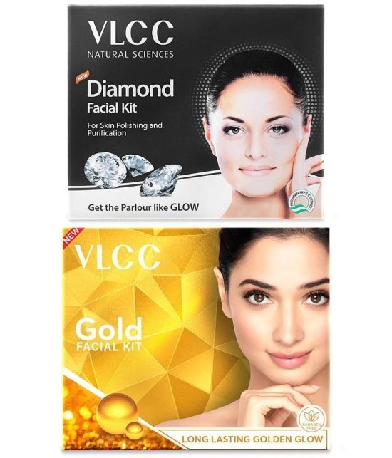 VLCC Gold Facial kit & Diamond Facial kit, 60 g (Pack of 2)