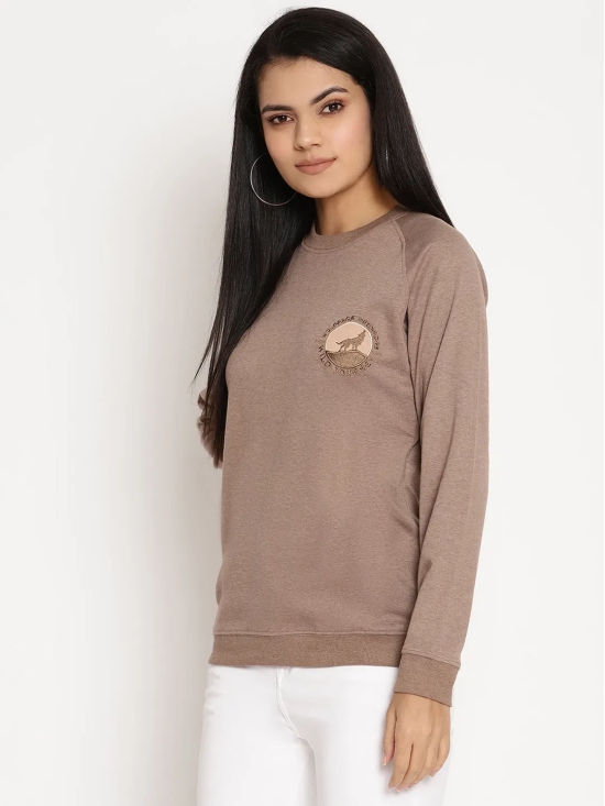 Women Wild Journey Brown Solid Sweatshirt-M