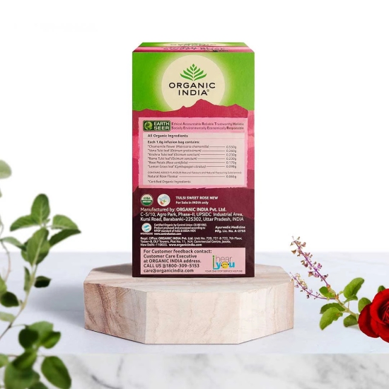 Organic India Tulsi Sweet Rose 25 Infusion Bags-Organic India Tulsi Sweet Rose 25 Infusion Bags