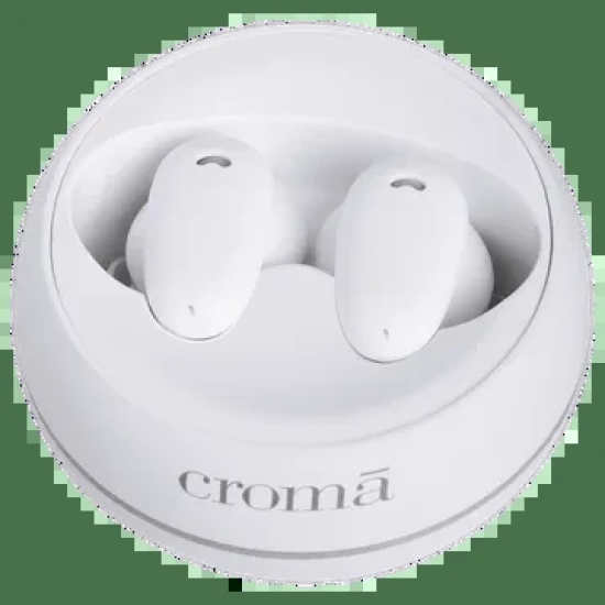 Croma TWS Gaming Earbuds with Active Noise Cancellation (IPX4 Water and Sweat Resistant, 10mm Driver, White)