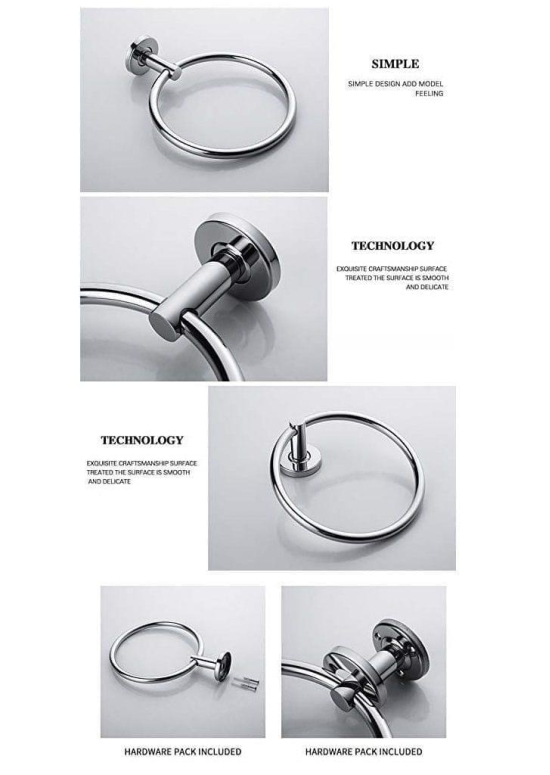 ANMEX ROUND Stainless Steel Towel Ring for Bathroom/Wash Basin/Napkin-Towel Hanger/Bathroom Accessories - PACK OF 2