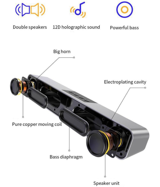 VEhop SoundBar 10 W Bluetooth Speaker Bluetooth v5.0 with USB,SD card Slot,Aux Playback Time 12 hrs Assorted - Assorted