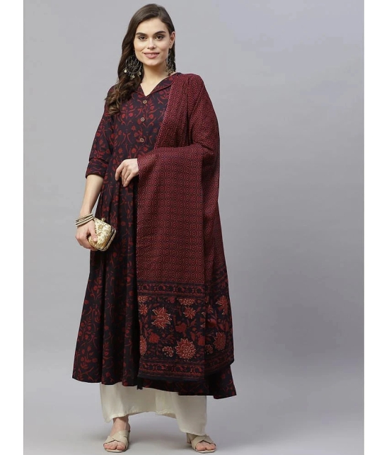 miravan - Maroon Cotton Womens Anarkali Kurti ( Pack of 1 ) - None