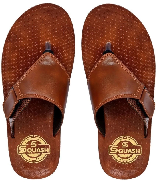 Squash - Brown Mens Leather Slipper - None